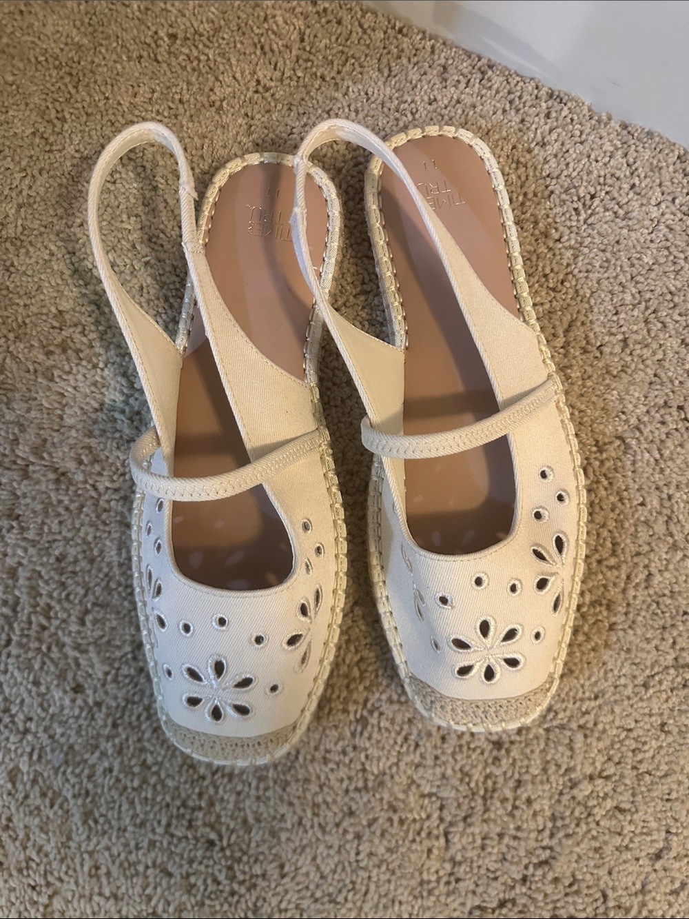 Women’s Cream Slingback Espadrille Flats - Floral Cutout